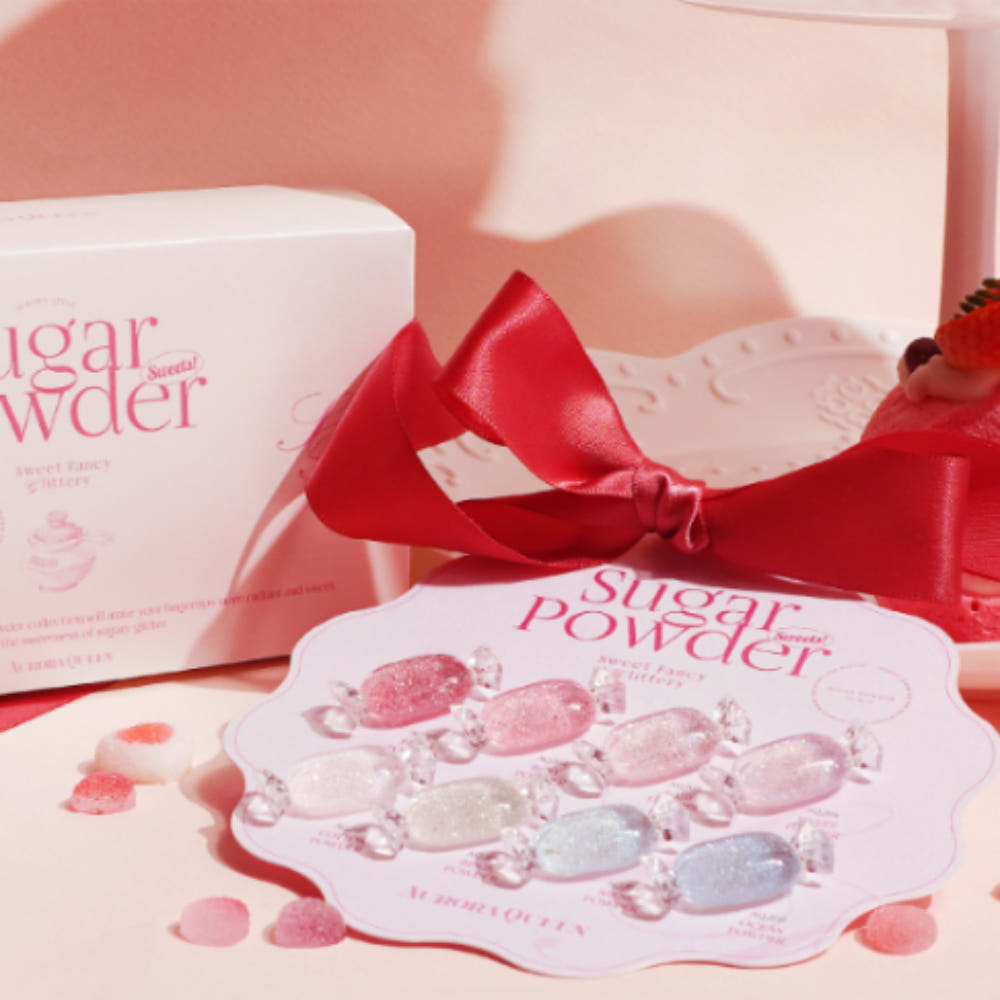 DGEL: Aurora Queen Sugar Powder Collection Glitter Gel 8 Colors Set