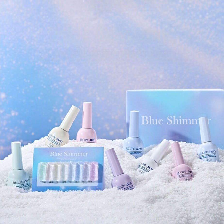 VALLA: Blue Shimmer Winter Glitter Gel (8-Piece Set)