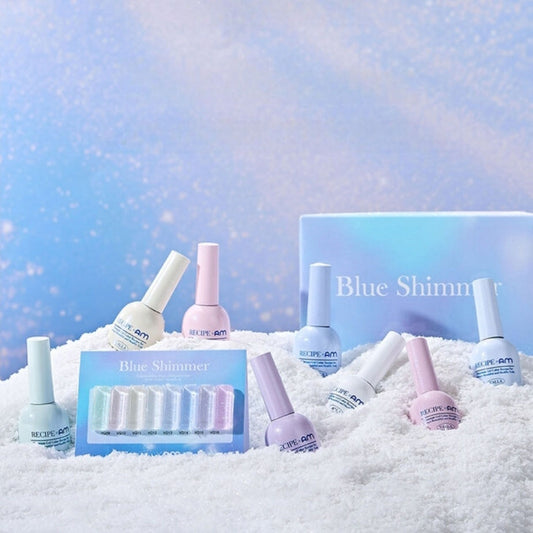 VALLA: Blue Shimmer Winter Glitter Gel (8-Piece Set)